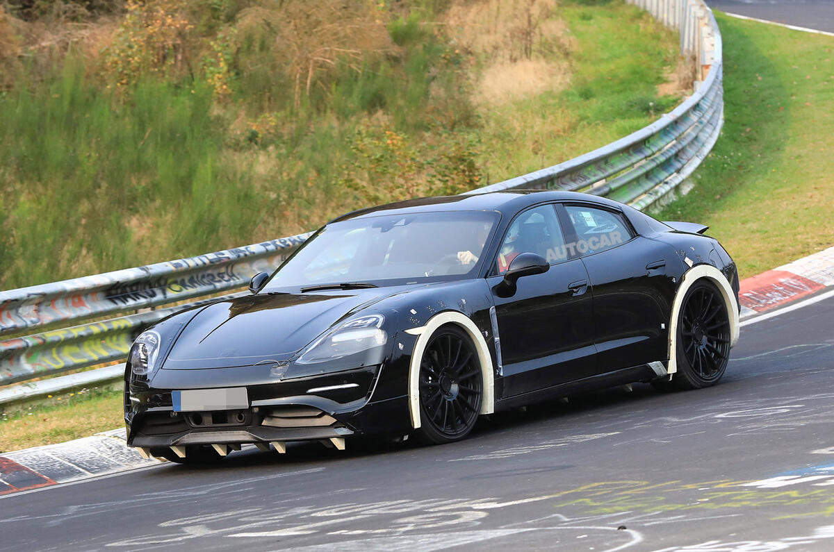 Porsche Mission E testing with advanced autonomous technology and active aerodynamics