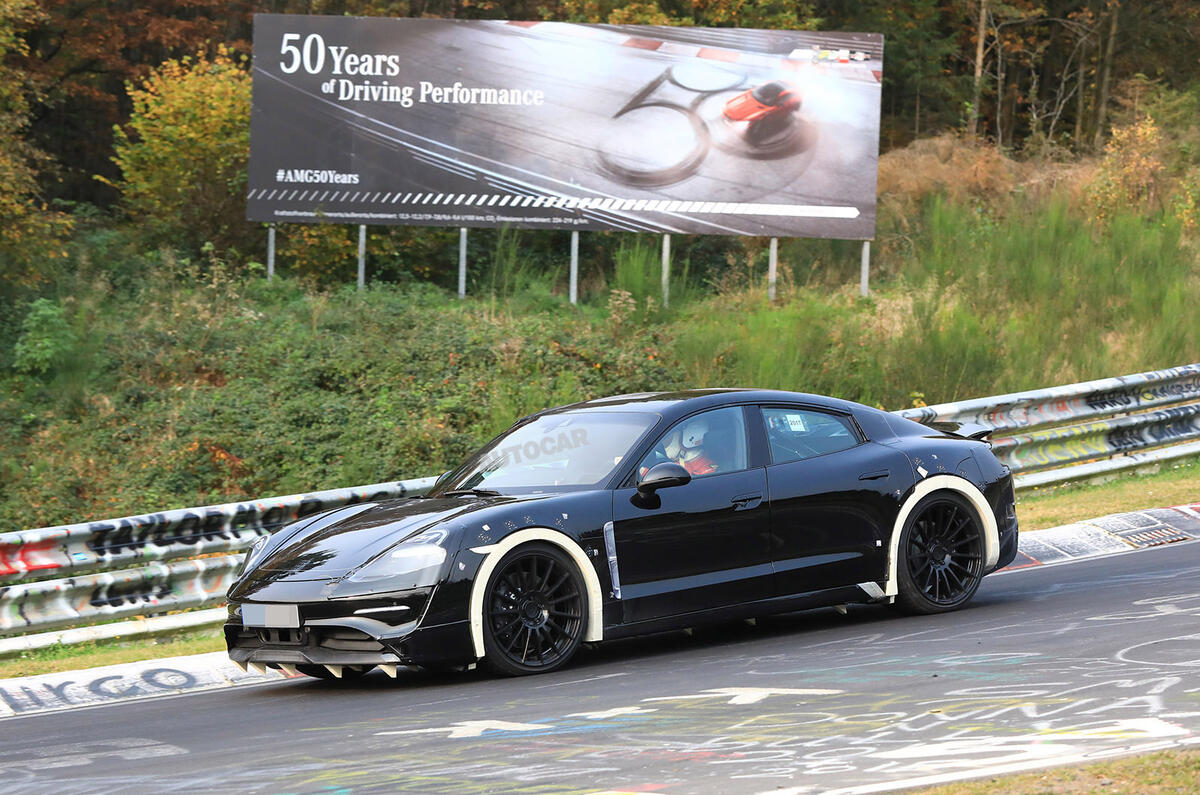 Porsche Mission E testing with advanced autonomous technology and active aerodynamics
