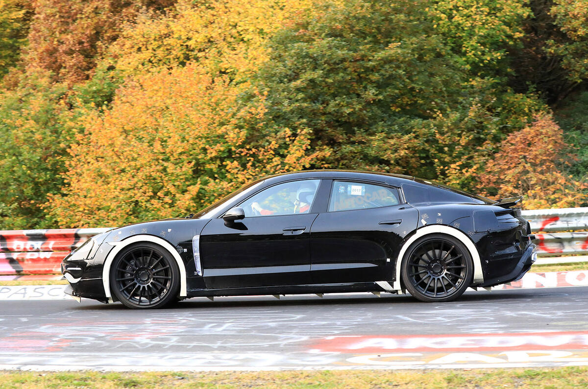 Porsche Mission E testing with advanced autonomous technology and active aerodynamics