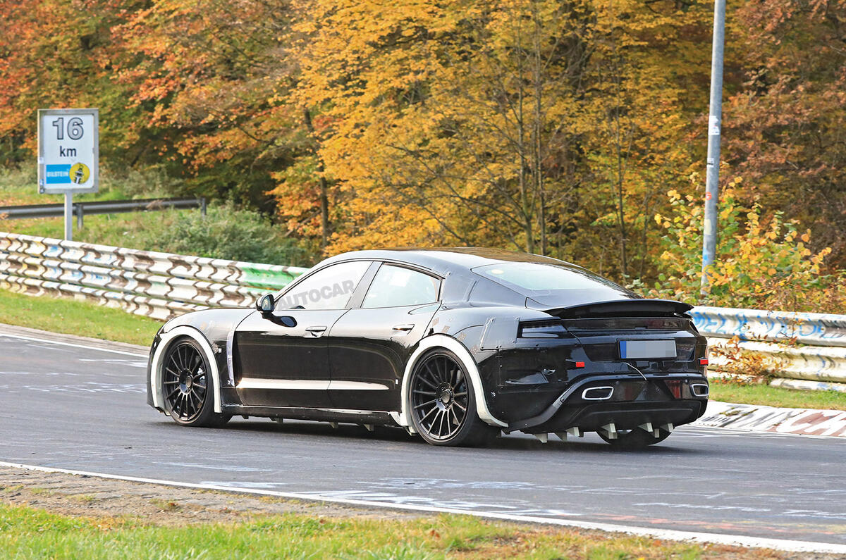 Porsche Mission E testing with advanced autonomous technology and active aerodynamics
