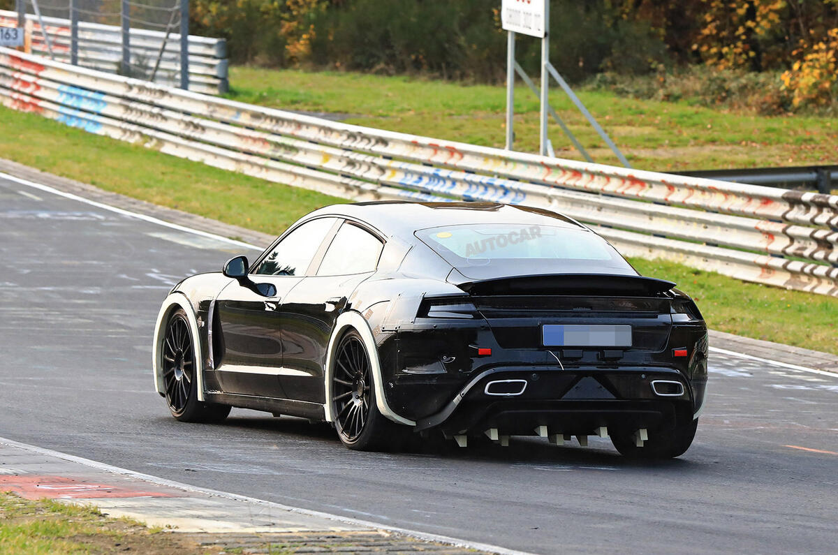 Porsche Mission E testing with advanced autonomous technology and active aerodynamics