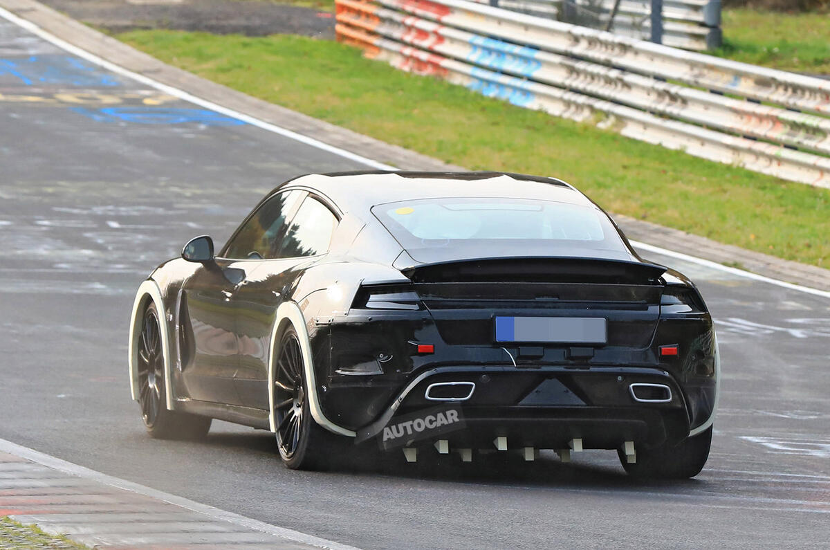 Porsche Mission E testing with advanced autonomous technology and active aerodynamics