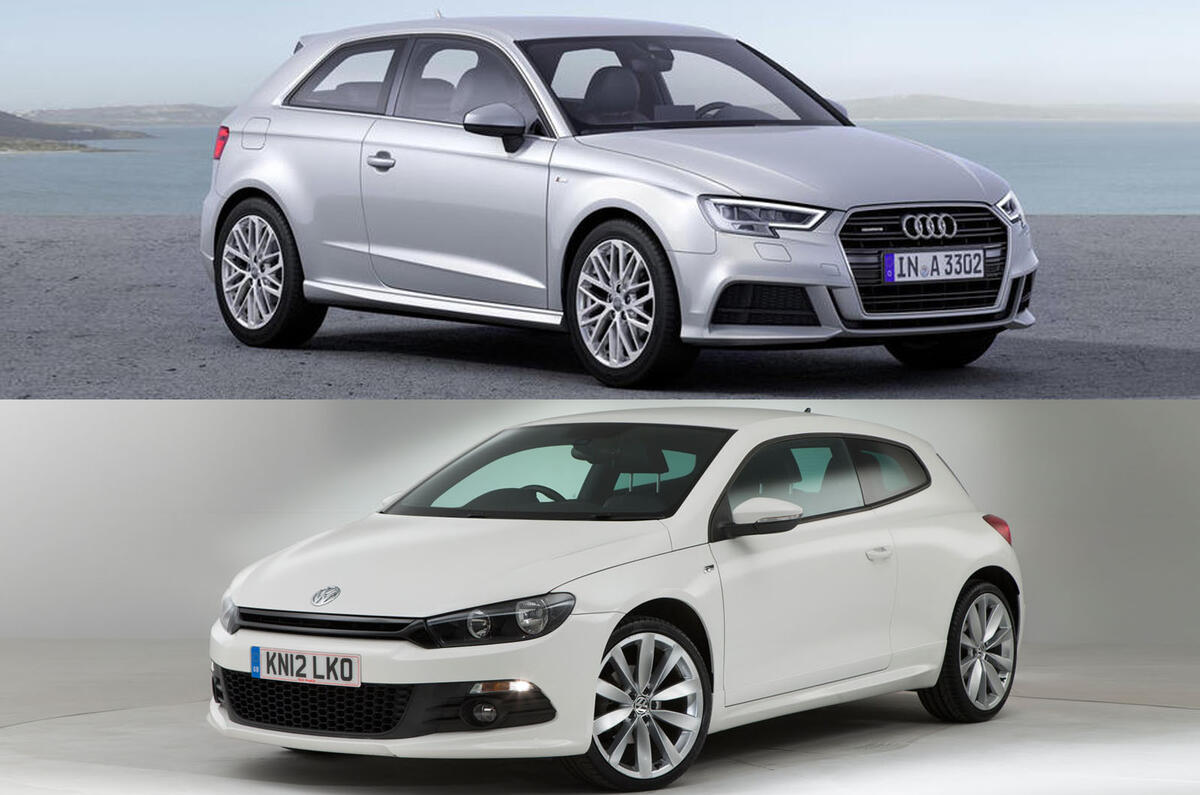 Three-door 3dr Audi A3, Volkswagen Scirocco