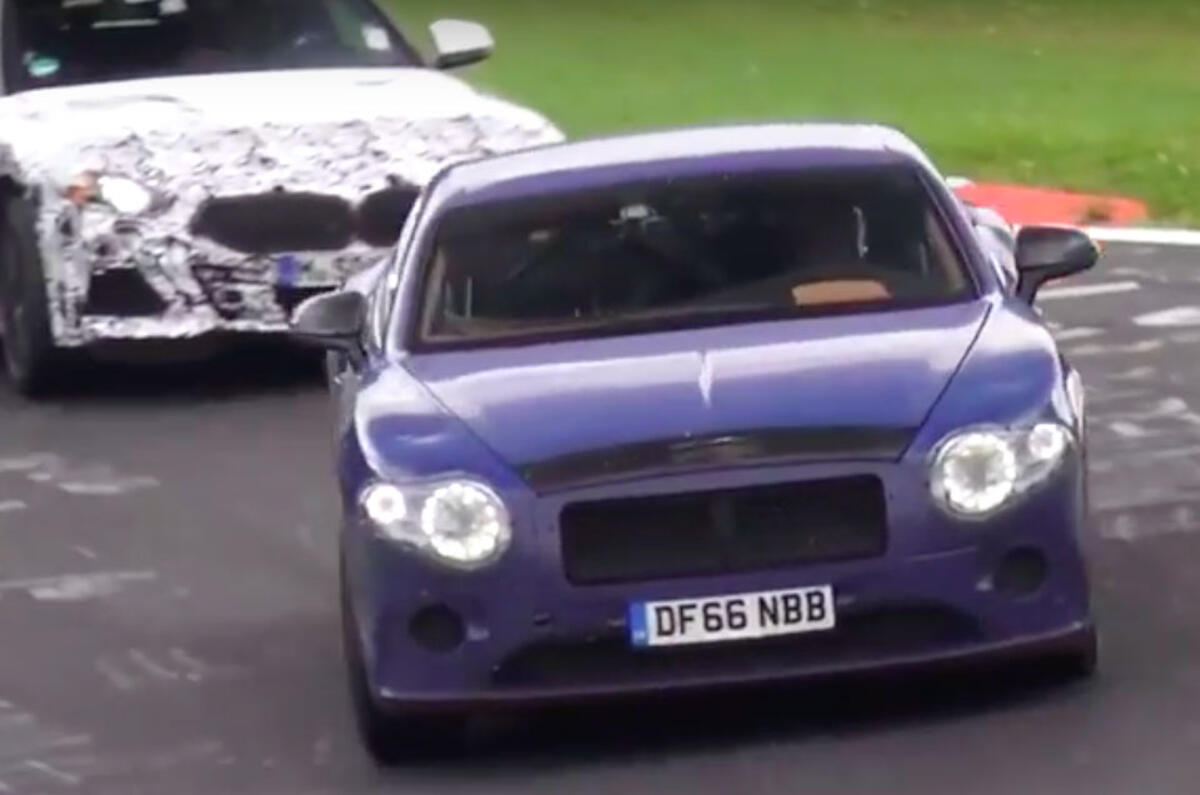2018 Bentley Continental GT anti-roll system seen at work at Nürburgring