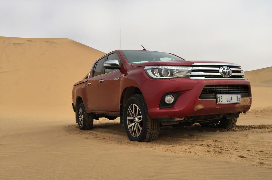 Toyota Hilux on sand dunes