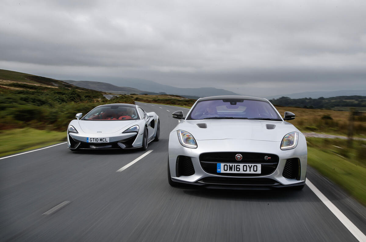 Jaguar F Type Svr Vs Mclaren 570gt Great British Gts Compared Autocar