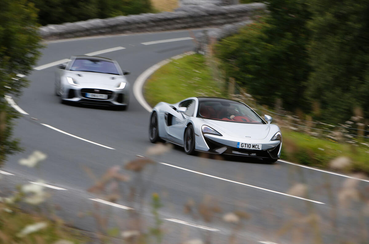 Jaguar F Type Svr Vs Mclaren 570gt Great British Gts Compared