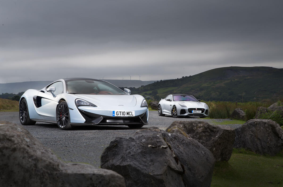 Jaguar F Type Svr Vs Mclaren 570gt Great British Gts Compared Autocar