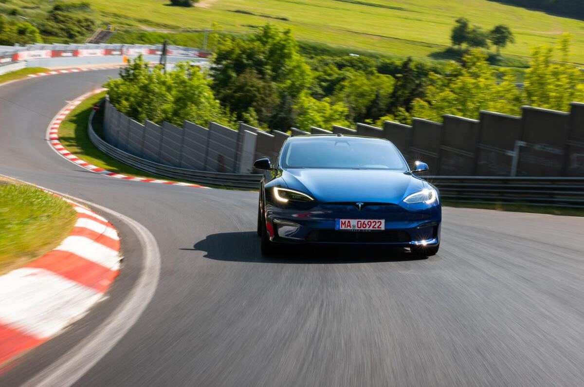 Tesla Model S Plaid Track Pack Nurburgring front tracking