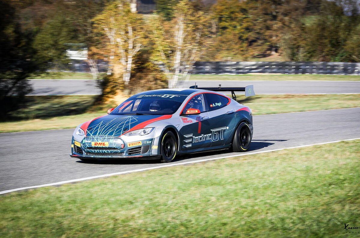 Tesla Racer Tesla Model S P85D Electric GT racer driven | Autocar