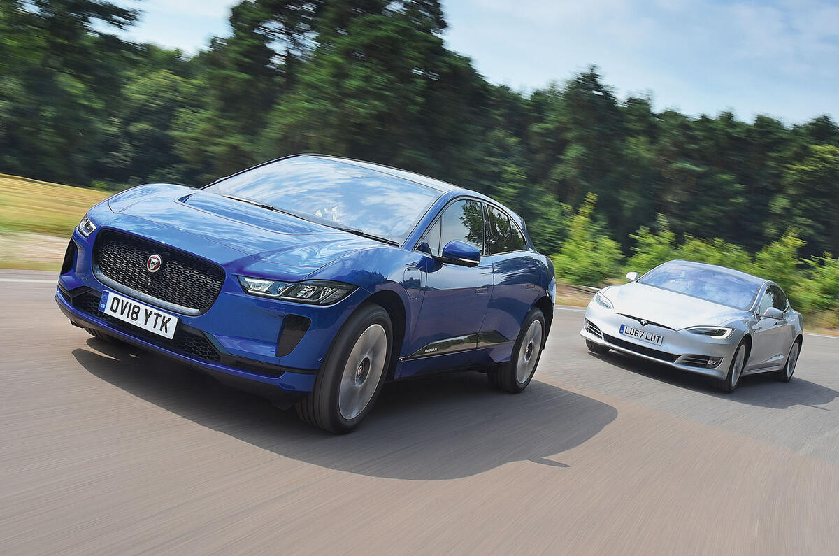 Tesla Model S vs Jaguar I Pace EV twin test Autocar