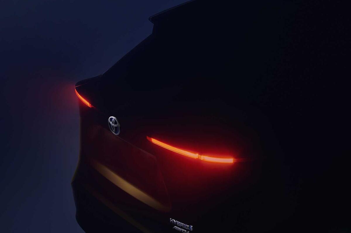 Darkened image of rear of Toyota new small SUV