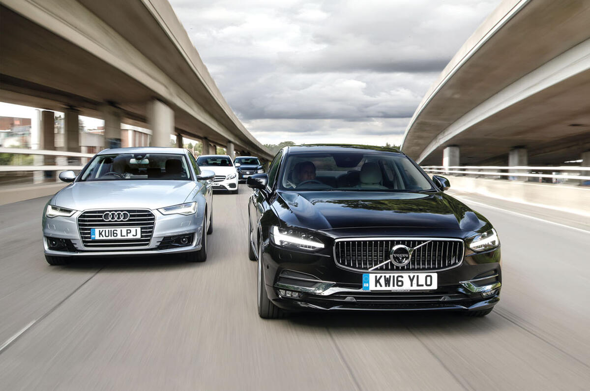 Audi A6 vs Lexus GS vs Mercedes-Benz E-Class vs Volvo S90 - executive car group test