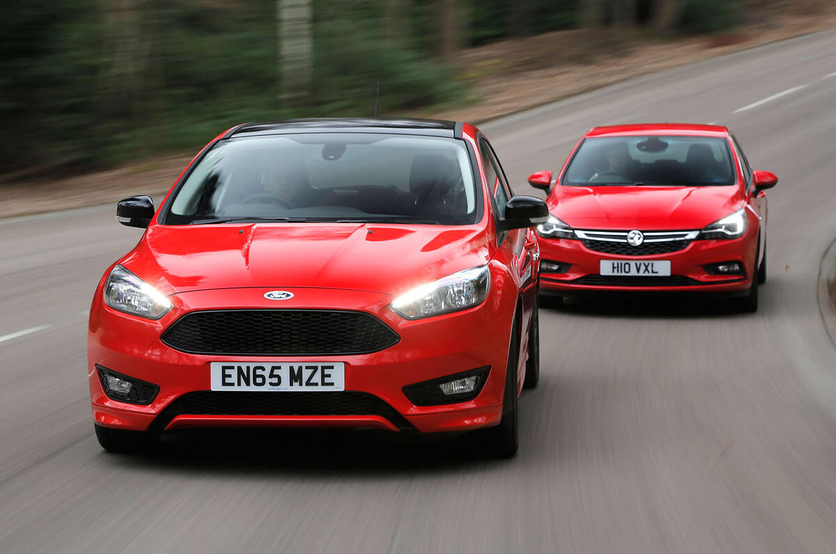 Seat Leon Ford Focus Vauxhall Astra Versus Mazda 3 Warm Hatch Group Test Autocar