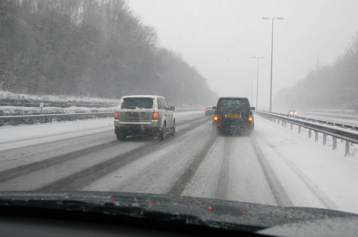 motorway driving in snow