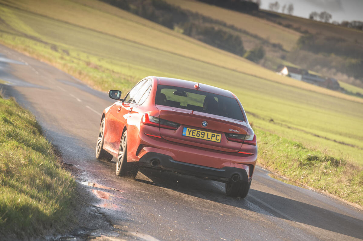 BMW 3 Series 330e 2020 long-term review - on the road rear
