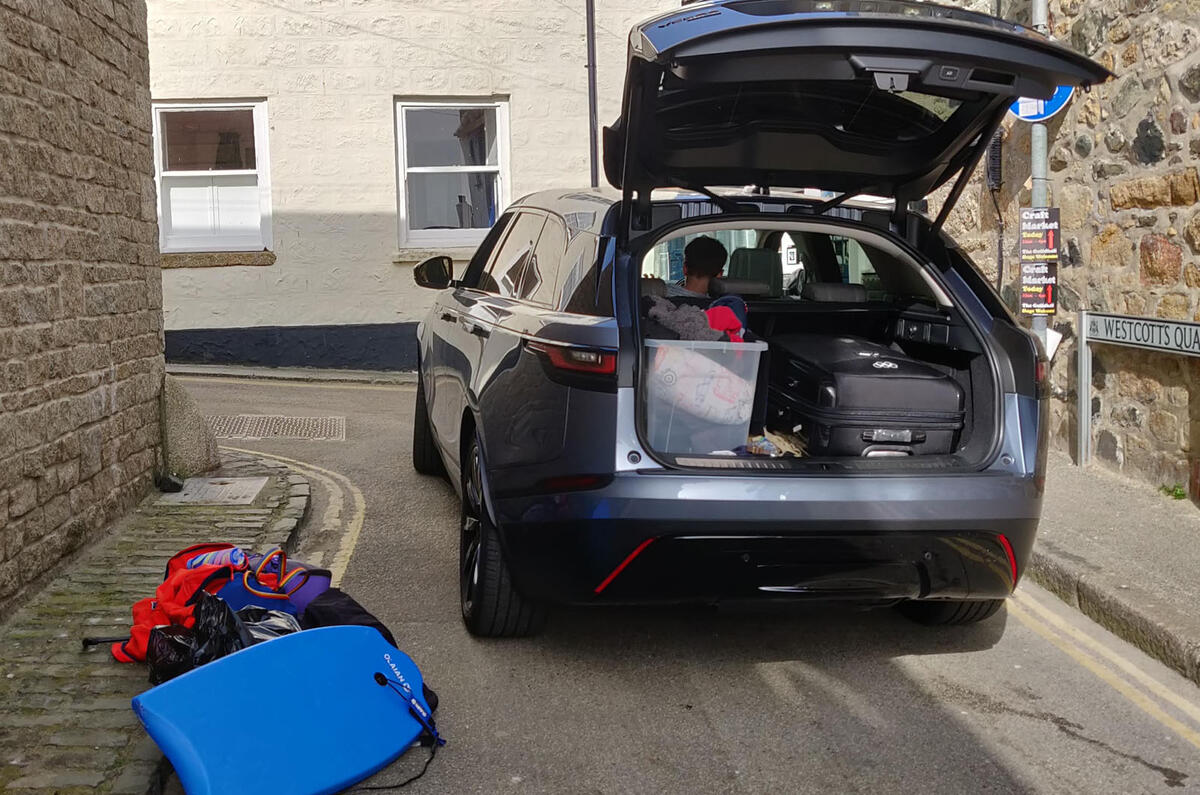 Range Rover Velar 2019 long-term review - cornwall boot loaded