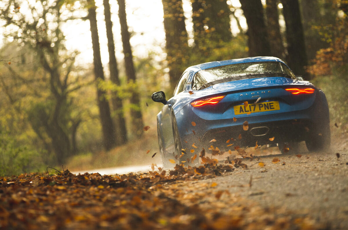 Alpine A110 dynamic wet roads lead 2