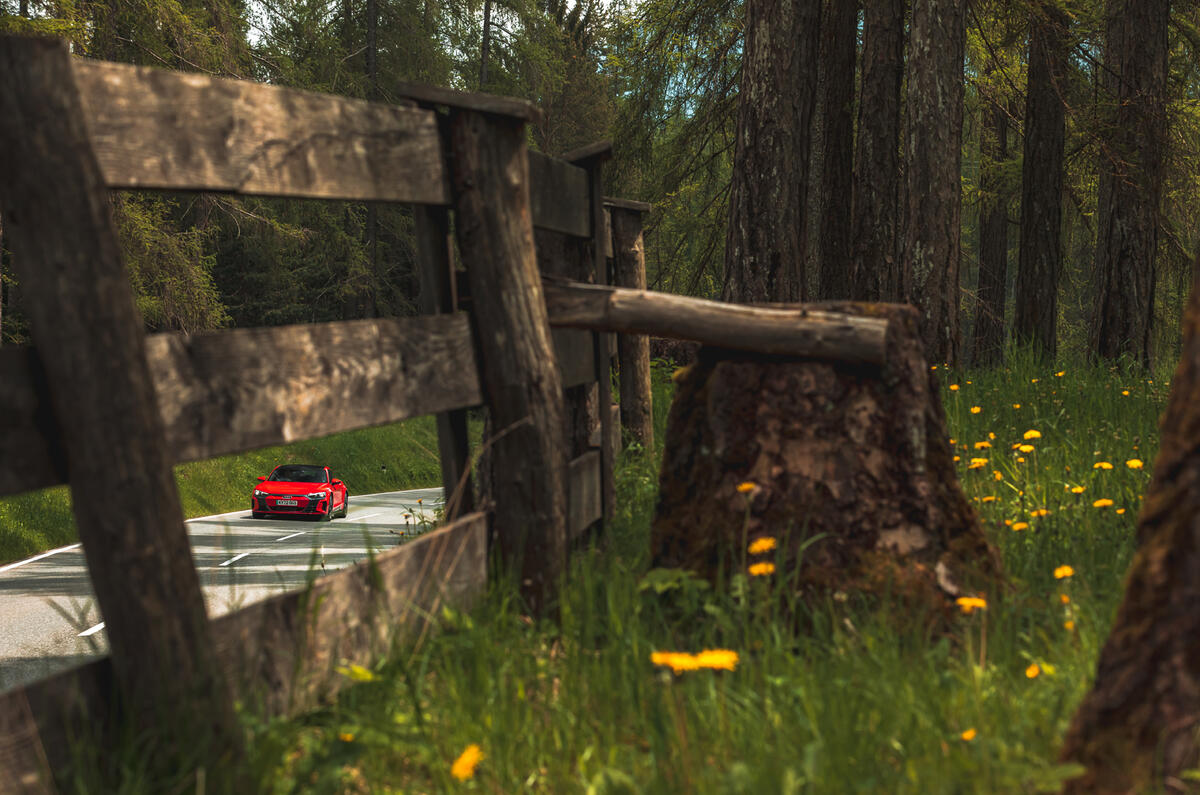 Audi E tron GT through fence