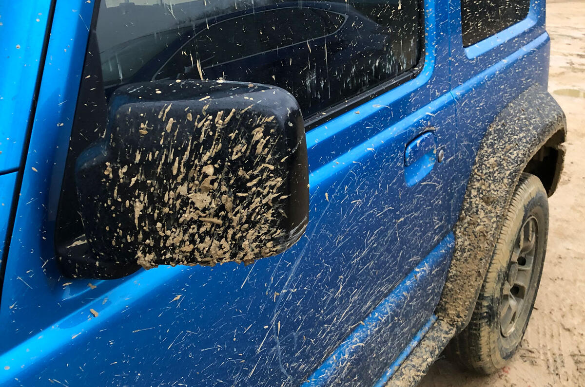 Suzuki Jimny 2019 long-term review - muddy wing mirrors