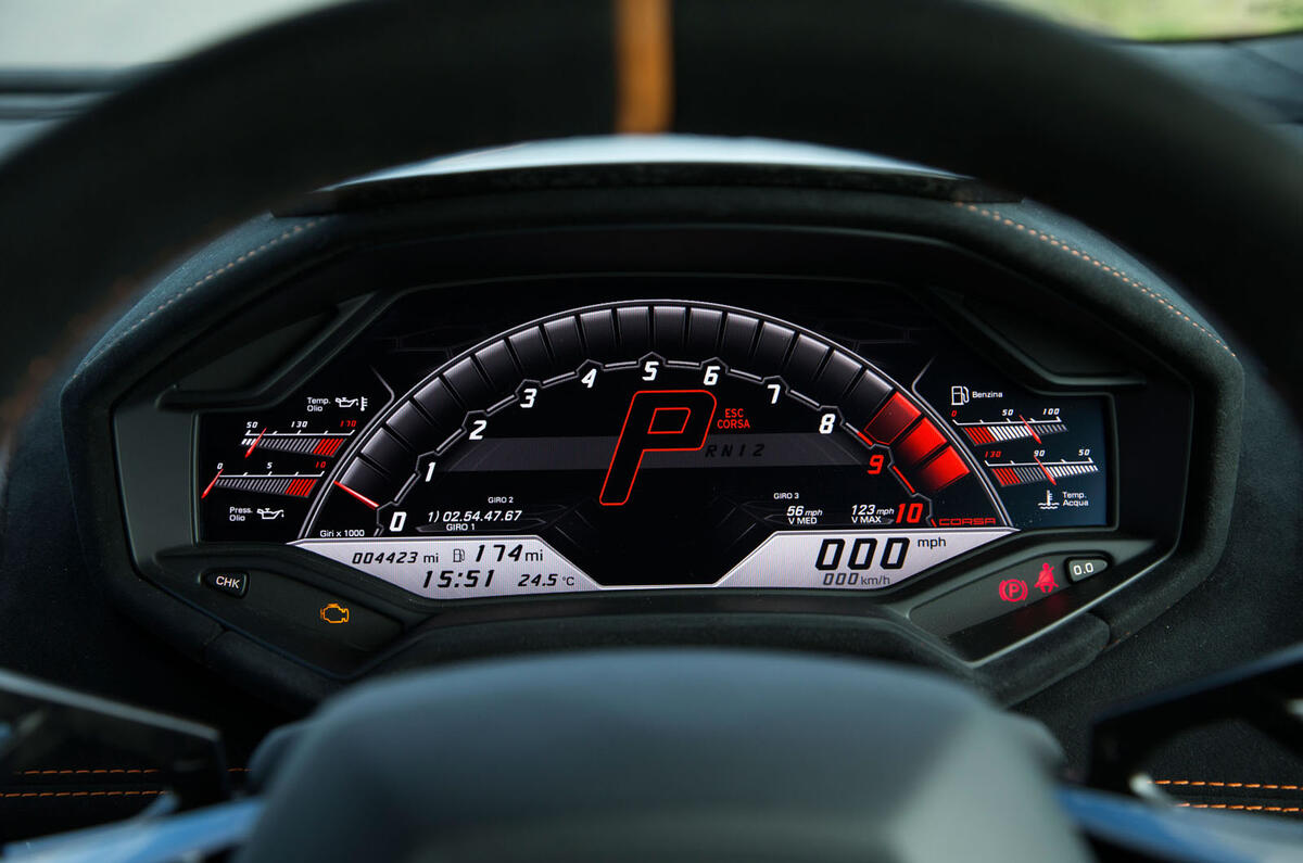 Lamborghini Huracán Performante Corsa instrument cluster