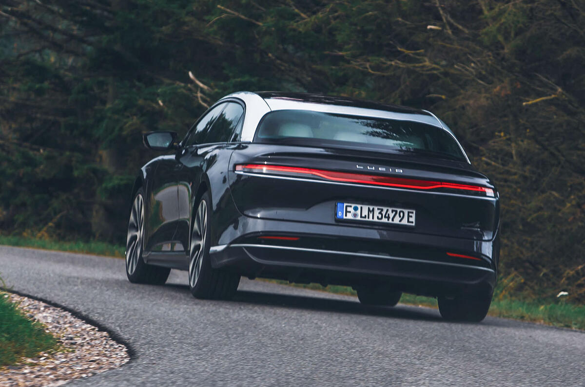 lucid air 2023 review 002 cornering rear