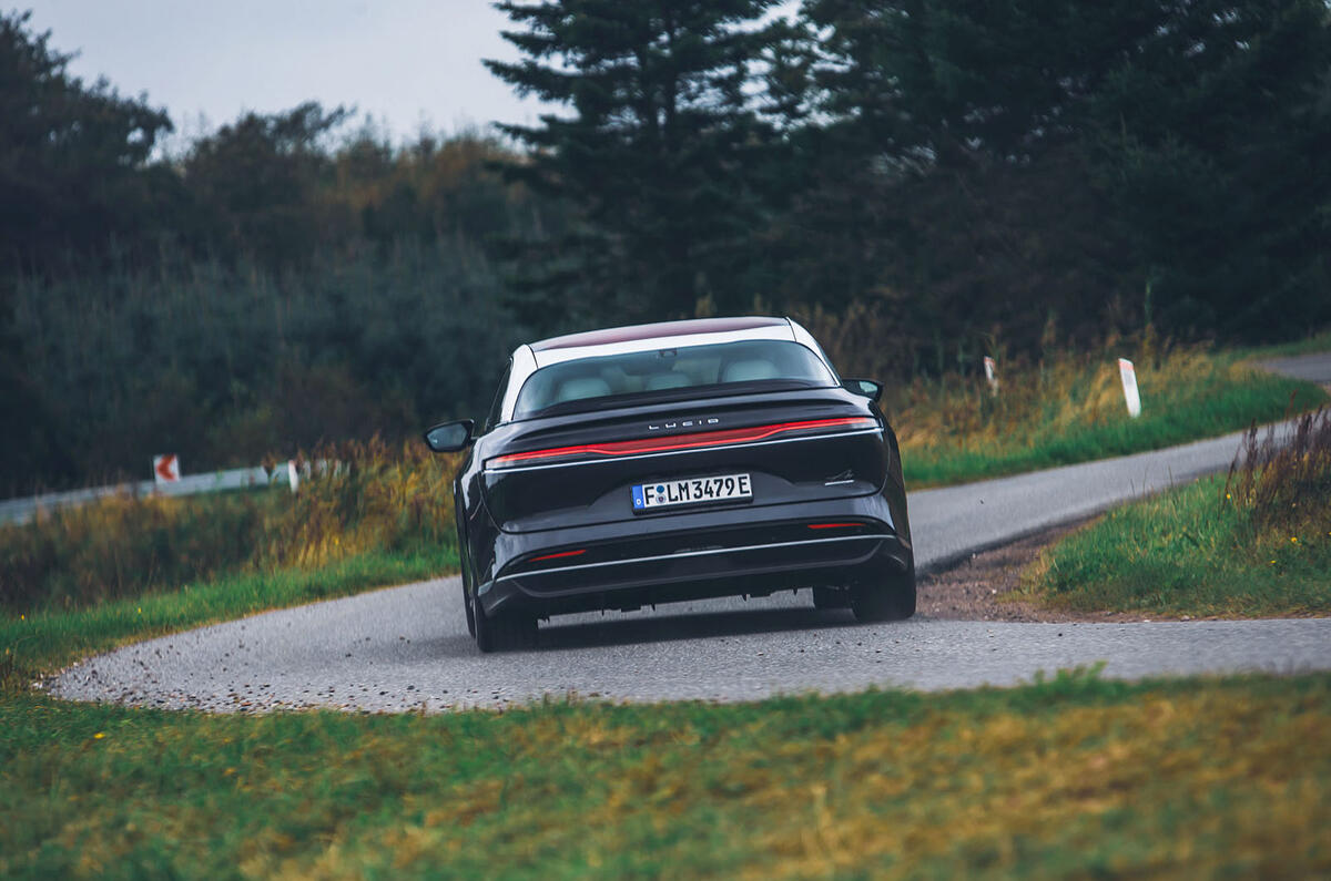 lucid air 2023 review 004 cornering rear