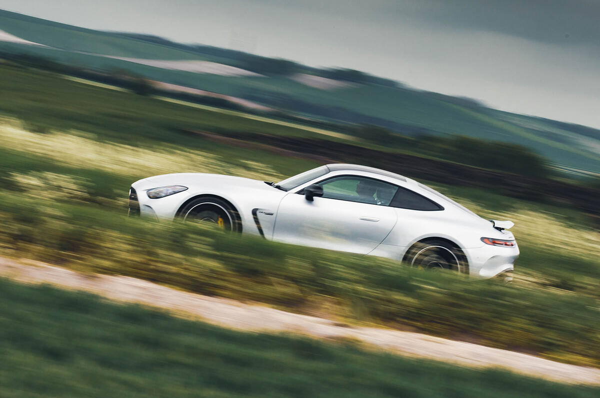 mercedes amg gt 63 coupe review 2024 02 side panning