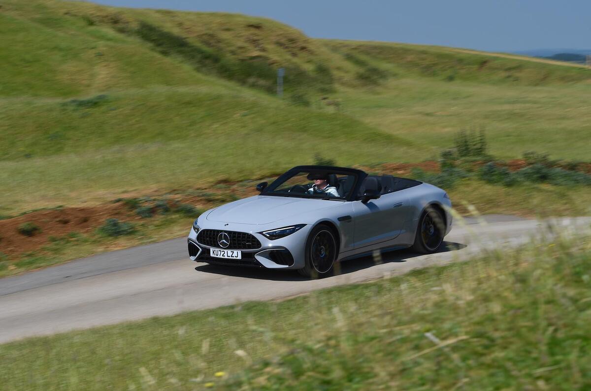 mercedes amg sl63 road test 2023 05 panning front