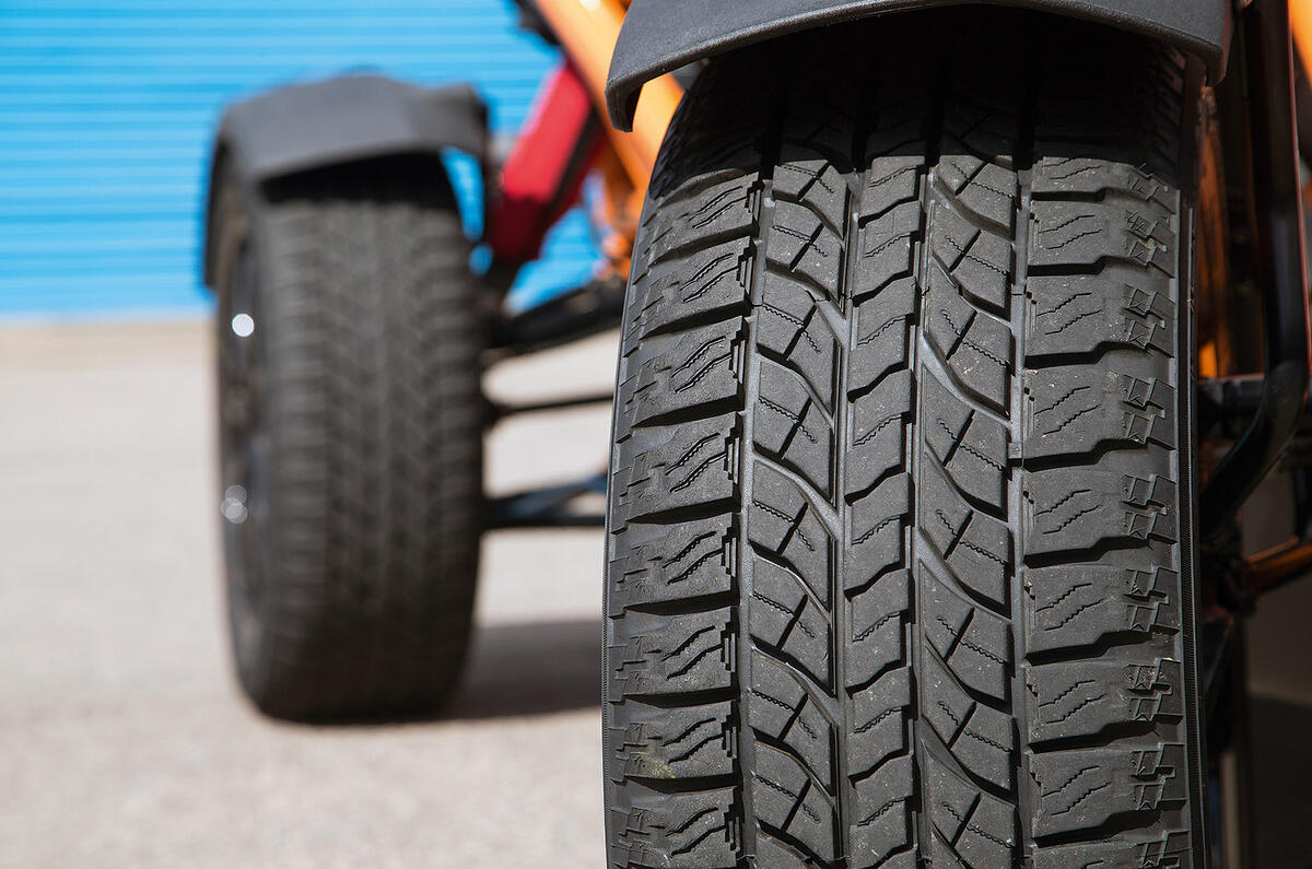 Rough terrain tyres on the Ariel Nomad