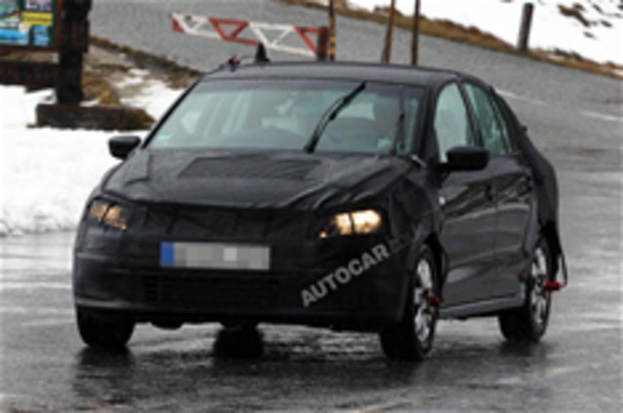 New VW Polo saloon spied