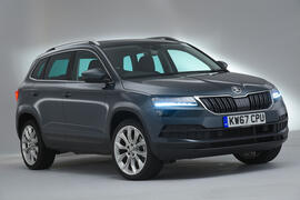 Skoda Karoq studio shot hero front 3/4