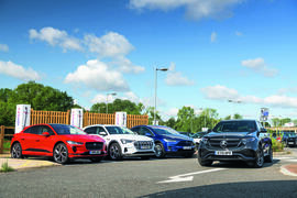 Jaguar I-Pace, Mercedes-Benz EQC, Audi E-tron and Tesla Model X charging