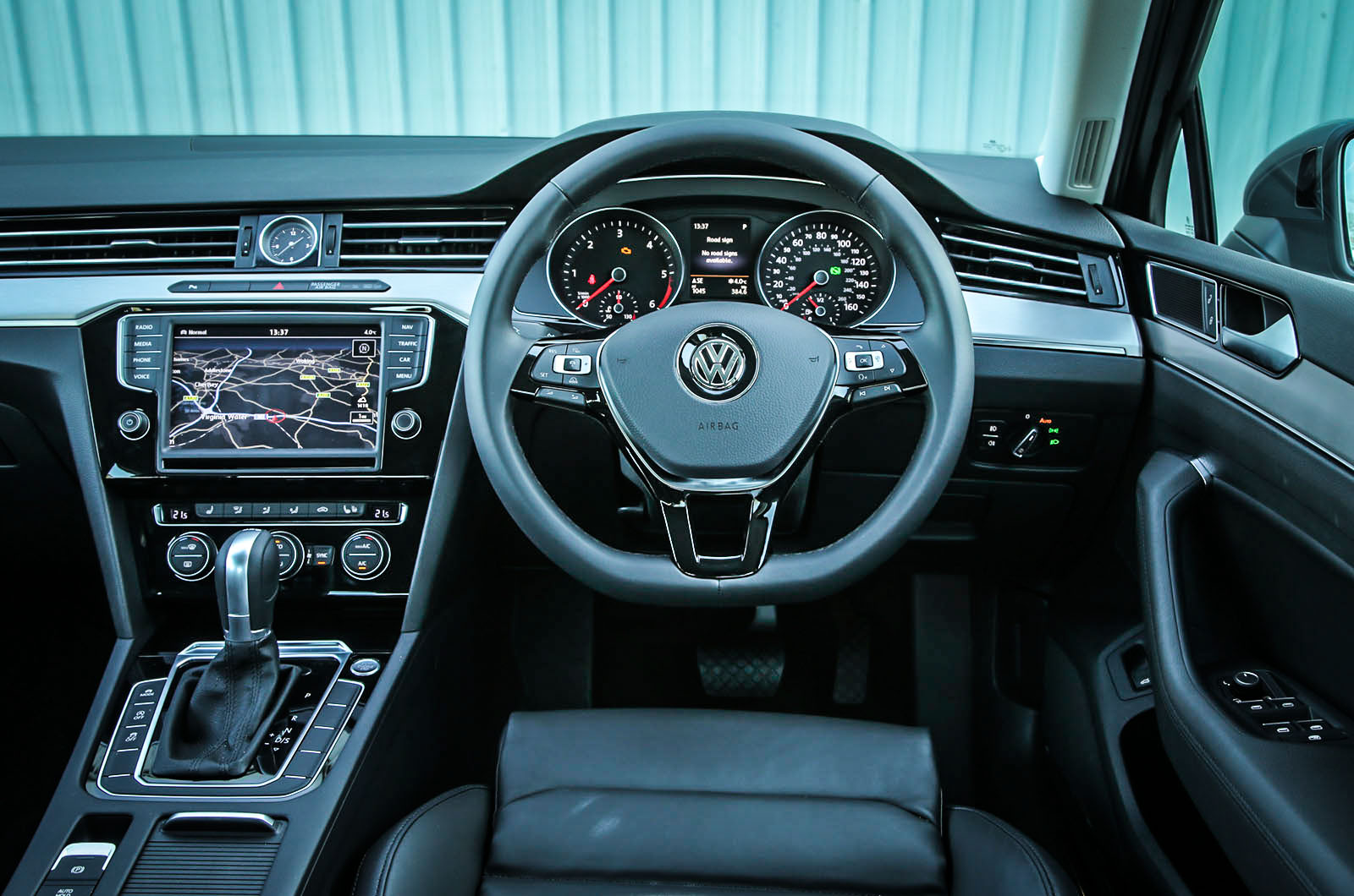 The driver's view from inside Volkswagen Passat